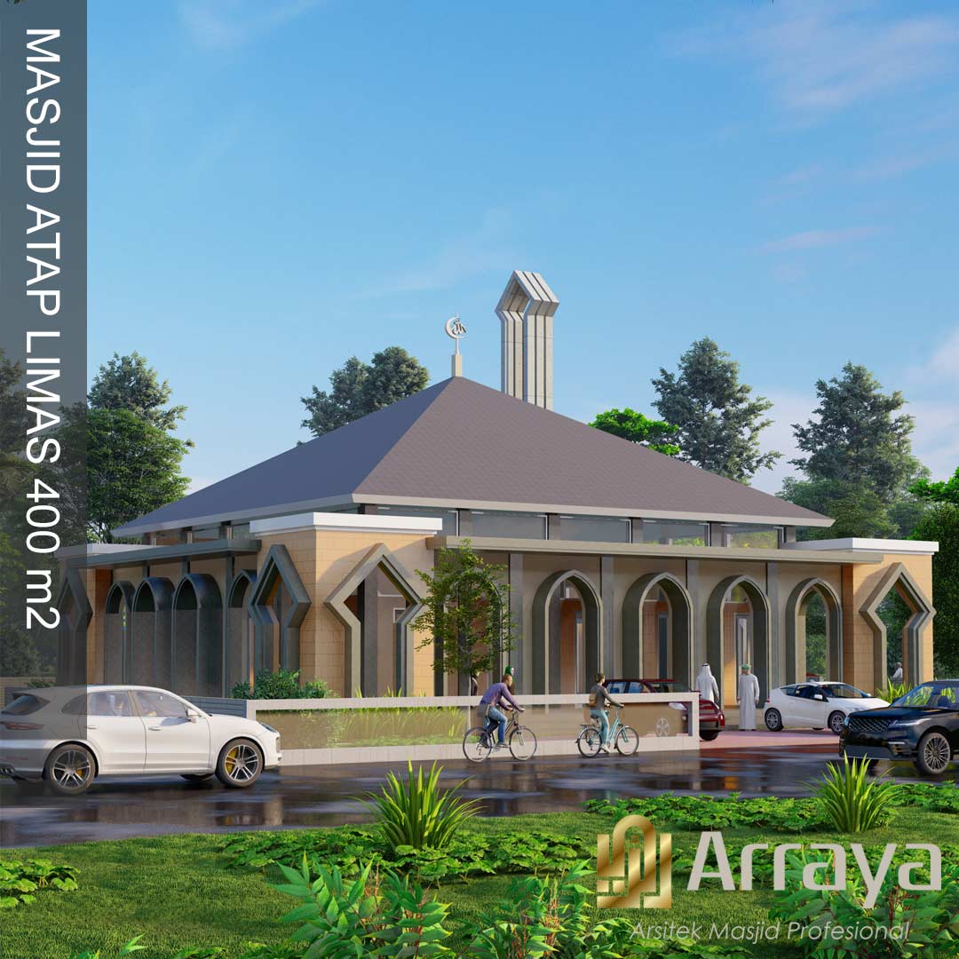 Read more about the article Masjid Model MA5: Masjid luas total 400m2 Atap Limas dengan Biaya Pembangunan yang Murah, Desain by Arraya