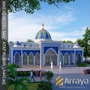 Read more about the article Masjid Model MA2; Gambar desain masjid dengan model gaya arsitektur minimalis luas total bangunan 440 m2 ukuran masjid utama 15×15 ukuran tanah 30×35